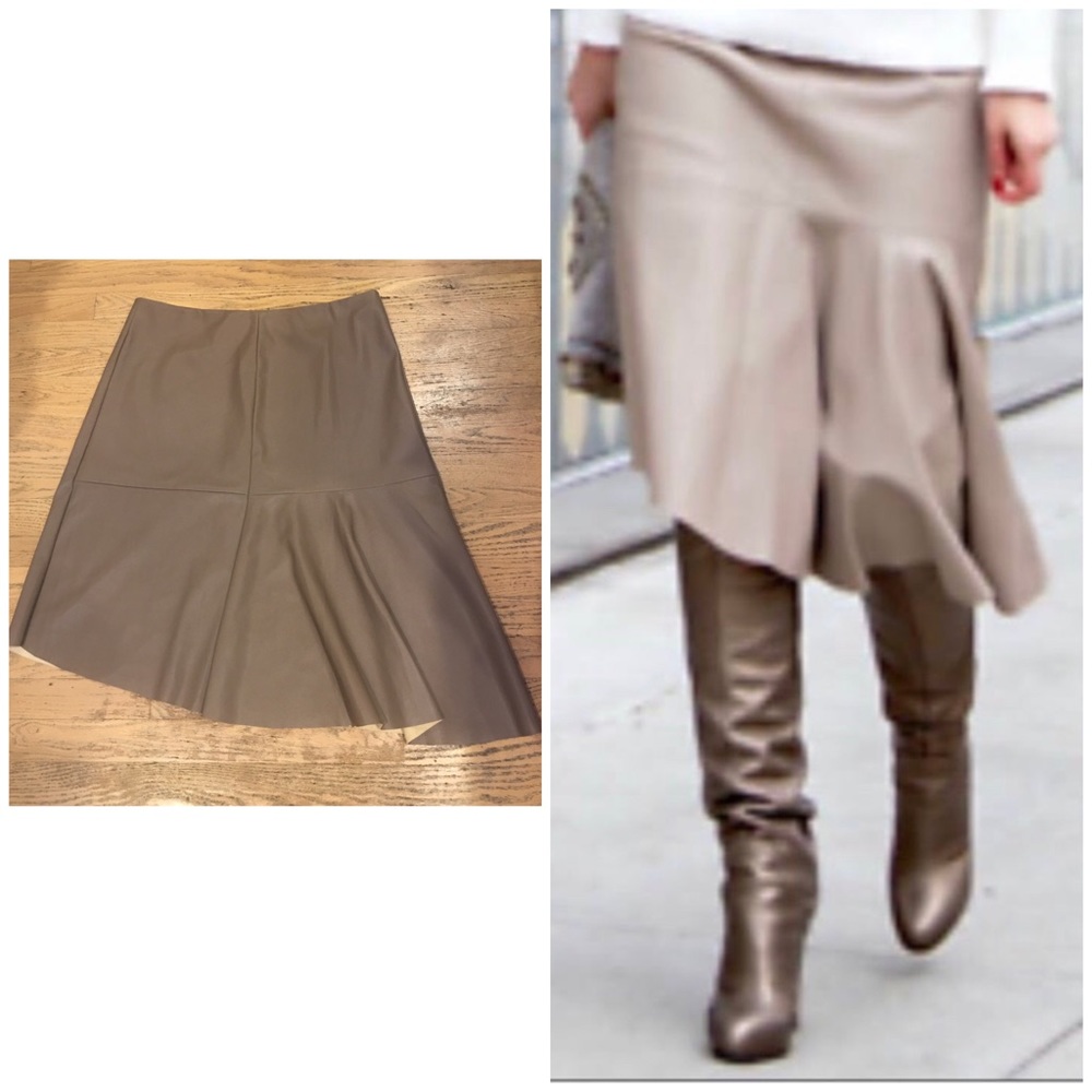 Harlowe & Graham Leather Bias cut Midi skirt L